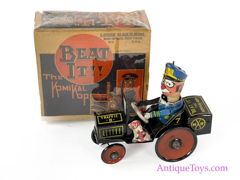 Marx ca. 1930’s Tin Lithographed Windup “Beat It” Komikal Kop in Box <FONT COLOR="ff000 ">*SOLD*</font>