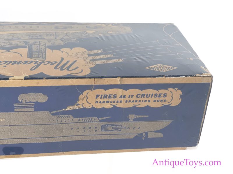 Wolverine Supply & Mfg. Co. Tin Lithographed Windup "Mechanical Battleship" in Box <FONT COLOR="ff000 ">*SOLD*</font> - Image 3