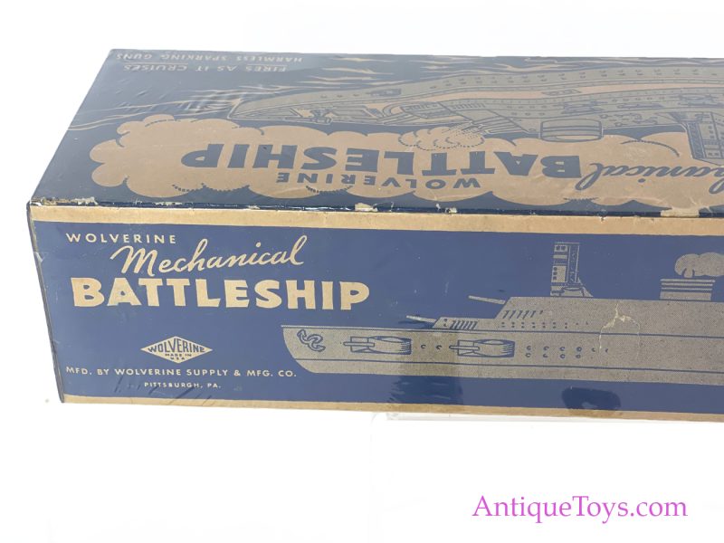 Wolverine Supply & Mfg. Co. Tin Lithographed Windup "Mechanical Battleship" in Box <FONT COLOR="ff000 ">*SOLD*</font> - Image 4