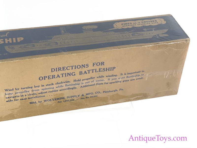 Wolverine Supply & Mfg. Co. Tin Lithographed Windup "Mechanical Battleship" in Box <FONT COLOR="ff000 ">*SOLD*</font> - Image 5