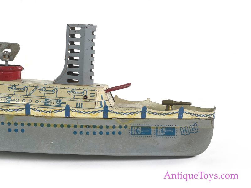Wolverine Supply & Mfg. Co. Tin Lithographed Windup "Mechanical Battleship" in Box <FONT COLOR="ff000 ">*SOLD*</font> - Image 10