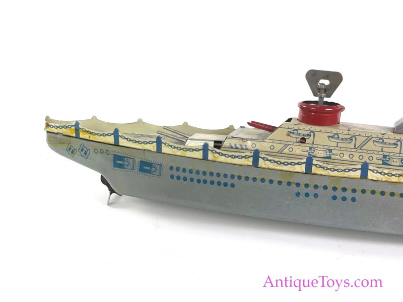 Wolverine Supply & Mfg. Co. Tin Lithographed Windup "Mechanical Battleship" in Box <FONT COLOR="ff000 ">*SOLD*</font> - Image 11
