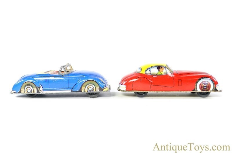 West German Tin Lithographed Set of 4 Vehicles Porsche, VW, Jaguar, & Mercedes <FONT COLOR="ff000 ">*SOLD*</font> - Image 8
