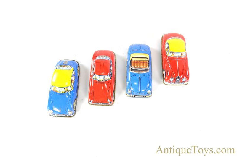 West German Tin Lithographed Set of 4 Vehicles Porsche, VW, Jaguar, & Mercedes <FONT COLOR="ff000 ">*SOLD*</font> - Image 2