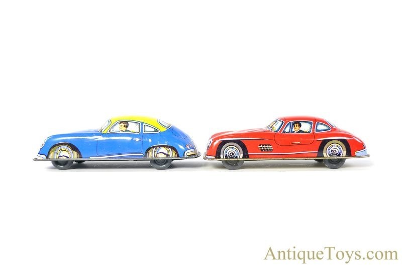 West German Tin Lithographed Set of 4 Vehicles Porsche, VW, Jaguar, & Mercedes <FONT COLOR="ff000 ">*SOLD*</font> - Image 6
