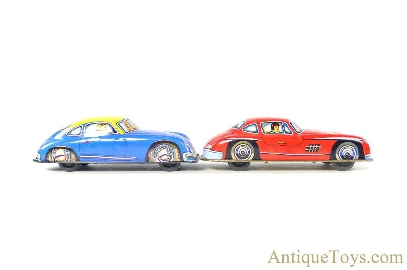 West German Tin Lithographed Set of 4 Vehicles Porsche, VW, Jaguar, & Mercedes <FONT COLOR="ff000 ">*SOLD*</font> - Image 5