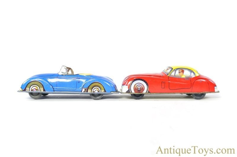 West German Tin Lithographed Set of 4 Vehicles Porsche, VW, Jaguar, & Mercedes <FONT COLOR="ff000 ">*SOLD*</font> - Image 9