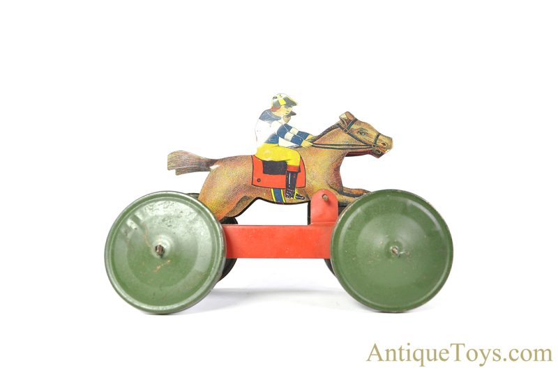 Gibbs Mfg. Co. Tin Lithographed Racing Horses Pull Toy <FONT COLOR="ff000 ">*SOLD*</font> - Image 3