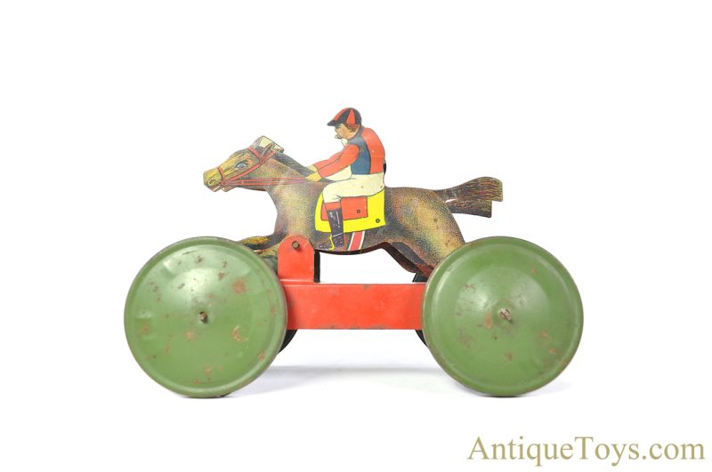 Gibbs Mfg. Co. Tin Lithographed Racing Horses Pull Toy <FONT COLOR="ff000 ">*SOLD*</font> - Image 4