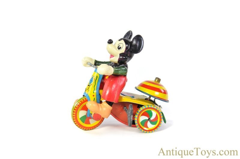 Marx Linemar Tin Lithographed Windup J-257R Mickey Mouse “Walt Disney's Mechanical Tricycle” with Revolving Bell in Box <FONT COLOR="ff000 ">*SOLD*</font> - Image 4