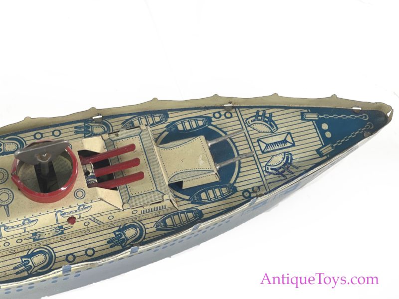 Wolverine Supply & Mfg. Co. Tin Lithographed Windup "Mechanical Battleship" in Box <FONT COLOR="ff000 ">*SOLD*</font> - Image 7