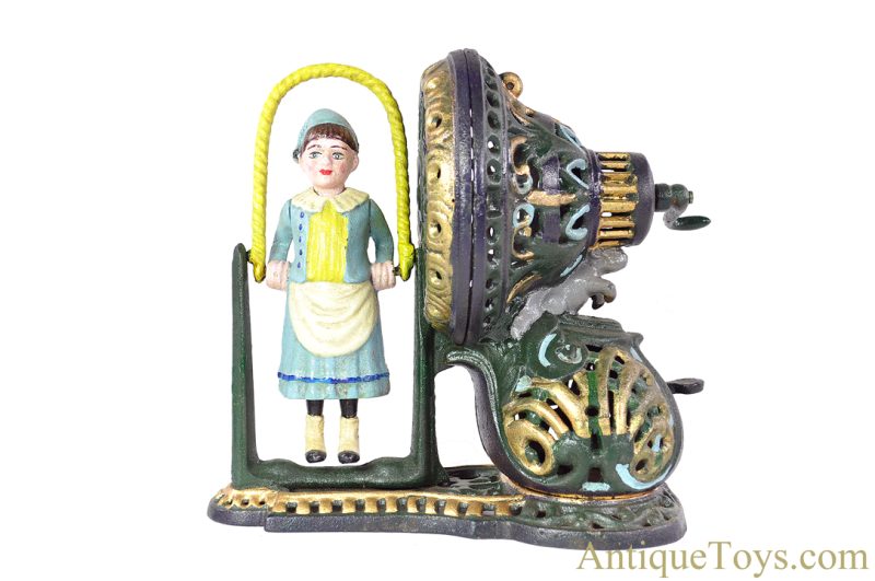 J.E. Stevens Co. Cast Iron No. 322 "Jumping Rope Bank" Reproduction Mechanical Bank <FONT COLOR="ff000 ">*SOLD*</font>