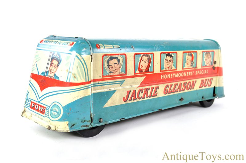Wolverine Supply & Mfg. Co. Tin Lithographed Push Down The Honeymooners' Special "Jackie Gleason Bus" <FONT COLOR="ff000 ">*SOLD*</font> - Image 2