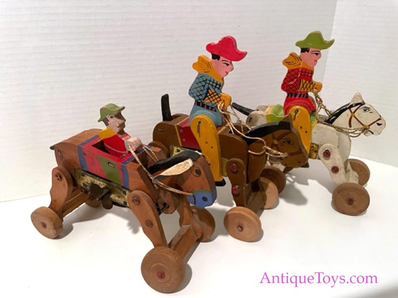 Japanese Pre-War Wooden Cowboy Horse Toys <FONT COLOR="ff000 ">*SOLD*</font>