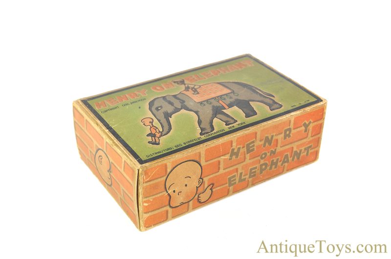 Geo. Borgfeldt & Co./Koyo Metal Co. Celluloid Windup Carl Anderson's "Henry on Elephant" Variation with Box <FONT COLOR="ff000 ">*SOLD*</font> - Image 12