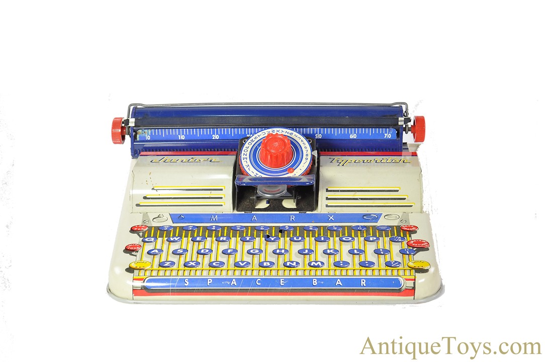 Vintage Marx Toy typewriter J-6238 Blue Kids Child with Steno Shield Used  Japan