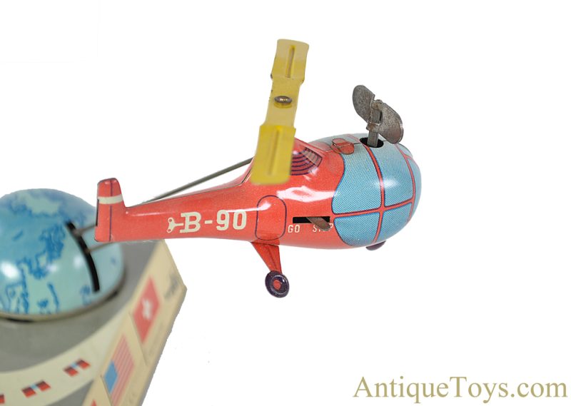 Hans Biller ca. 1955 Tin Lithographed Windup No. 90 "Remote Control Helicopter" German Toy with Box <FONT COLOR="ff000 ">*SOLD*</font> - Image 8