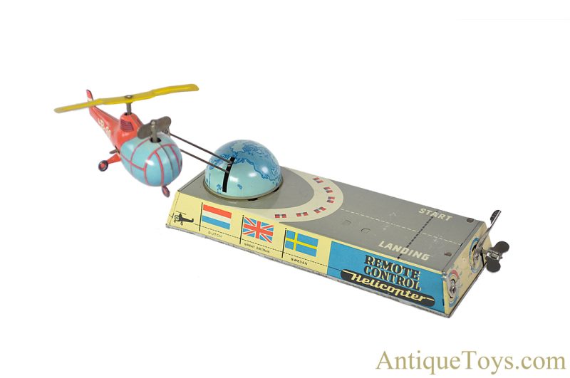 Hans Biller ca. 1955 Tin Lithographed Windup No. 90 "Remote Control Helicopter" German Toy with Box <FONT COLOR="ff000 ">*SOLD*</font> - Image 5