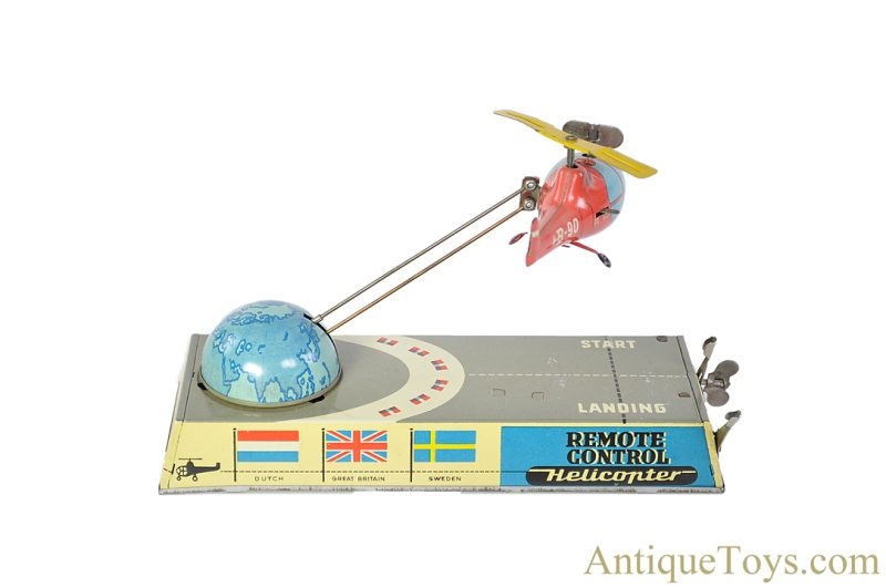 Hans Biller ca. 1955 Tin Lithographed Windup No. 90 "Remote Control Helicopter" German Toy with Box <FONT COLOR="ff000 ">*SOLD*</font> - Image 4