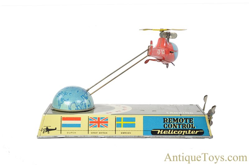 Hans Biller ca. 1955 Tin Lithographed Windup No. 90 "Remote Control Helicopter" German Toy with Box <FONT COLOR="ff000 ">*SOLD*</font> - Image 3