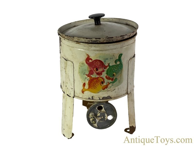 Longwood Machine Co. Tin Lithographed Fish Motif Manual Toy Washing Machine for Sale