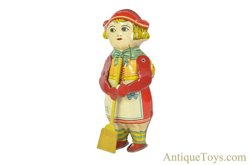 Lindstrom ca. 1920's Tin Lithographed Windup “Mechanical Sweeping Katinka” Sweeping Maid Toy <FONT COLOR="ff000 ">*SOLD*</font>