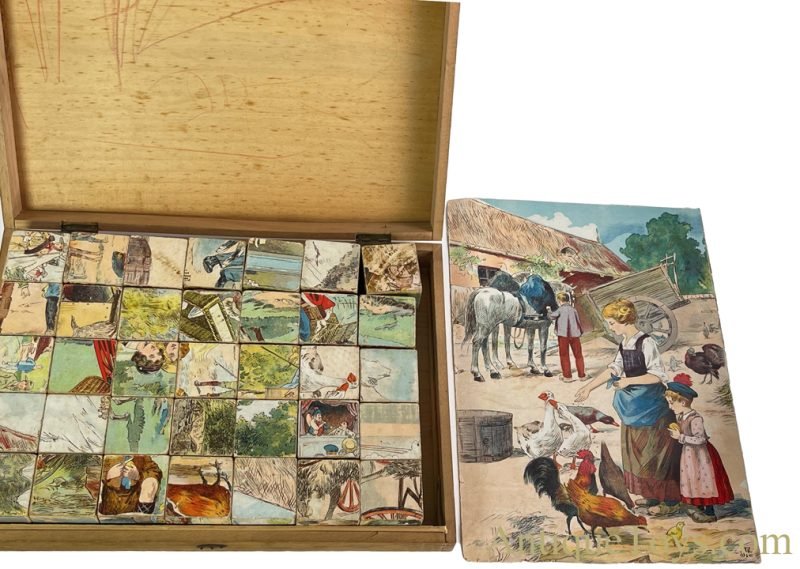 Jeux et Jouets Francais (JJF/JFJ) Victorian Era Style French Wooden Boxed Picture Puzzle Block Set <FONT COLOR="ff000 ">*SOLD*</font> - Image 8