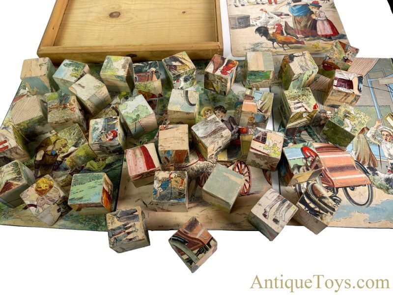 Jeux et Jouets Francais (JJF/JFJ) Victorian Era Style French Wooden Boxed Picture Puzzle Block Set <FONT COLOR="ff000 ">*SOLD*</font> - Image 9