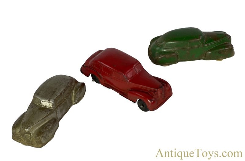 Auburn Rubber Co. & The Sun Rubber Co. ca. 1930s Rubber Set of 3 Cars for Sale