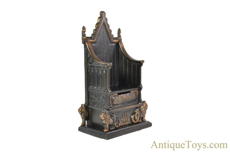 John Harper & Co., Ltd. ca. 1950s Cast Iron Elizabeth II Coronation Throne Still Coin Penny Bank <FONT COLOR="ff000 ">*SOLD*</font> - Image 4