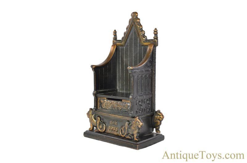 John Harper & Co., Ltd. ca. 1950s Cast Iron Elizabeth II Coronation Throne Still Coin Penny Bank <FONT COLOR="ff000 ">*SOLD*</font> - Image 5