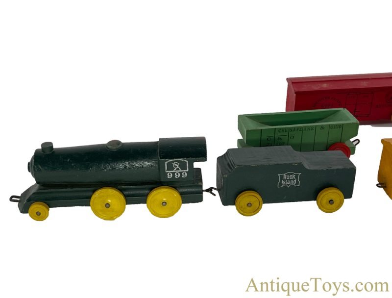 Strombeck-Becker Mfg. Co. ca. 1950s Wooden Rock Island, Northwestern Line, Chesapeake & Ohio, Pennsylvania, Northern Pacific Train Set <FONT COLOR="ff000 ">*SOLD*</font> - Image 3