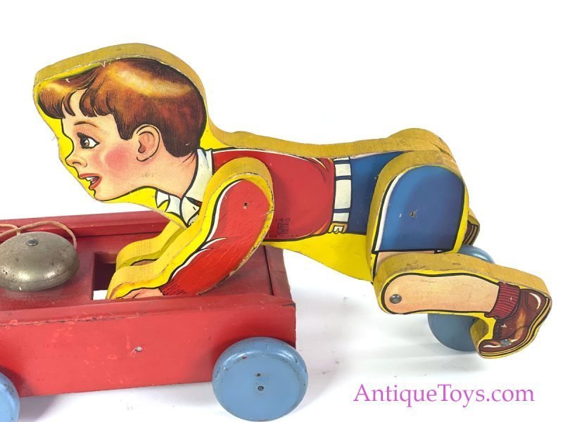 Fisher-Price RARE ca. 1941 Wooden #140 "Coaster Boy" Boy with Cart <FONT COLOR="ff000 ">*SOLD*</font> - Image 2
