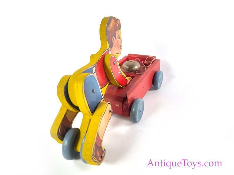 Fisher-Price RARE ca. 1941 Wooden #140 "Coaster Boy" Boy with Cart <FONT COLOR="ff000 ">*SOLD*</font> - Image 5