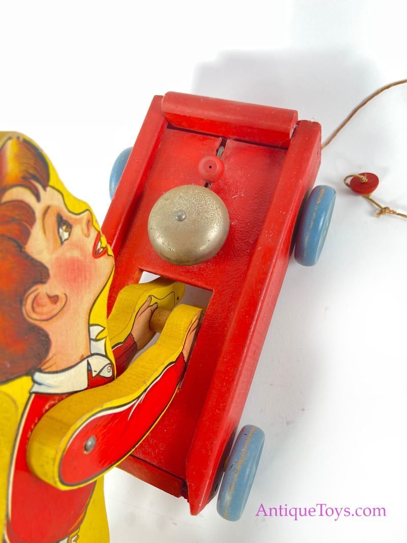 Fisher-Price RARE ca. 1941 Wooden #140 "Coaster Boy" Boy with Cart <FONT COLOR="ff000 ">*SOLD*</font> - Image 6