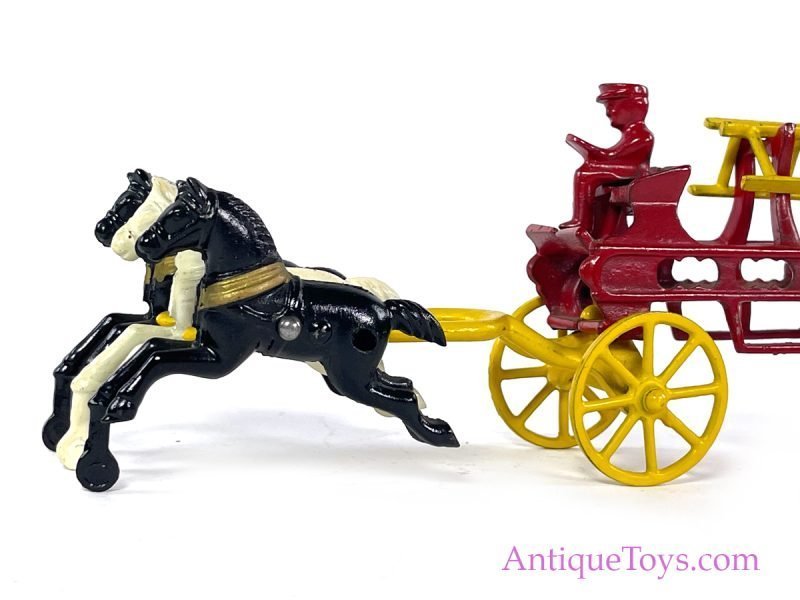 Kenton Cast Iron Horse Drawn Fire Ladder Truck <FONT COLOR="ff000 ">*SOLD*</font> - Image 2