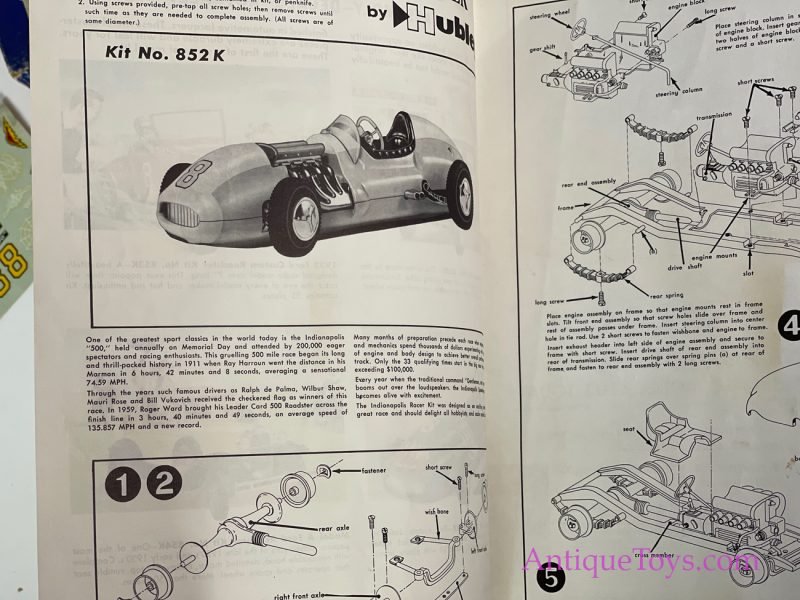 Hubley ca. 1950s #852K-300 Metal Model Kit Indianapolis 500 Racer Kit Car in Box <FONT COLOR="ff000 ">*SOLD*</font> - Image 8
