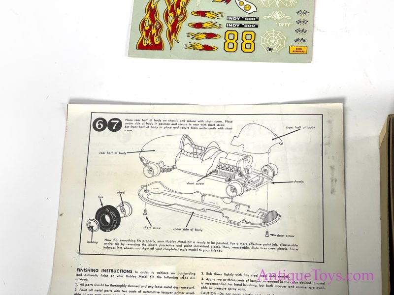 Hubley ca. 1950s #852K-300 Metal Model Kit Indianapolis 500 Racer Kit Car in Box <FONT COLOR="ff000 ">*SOLD*</font> - Image 6