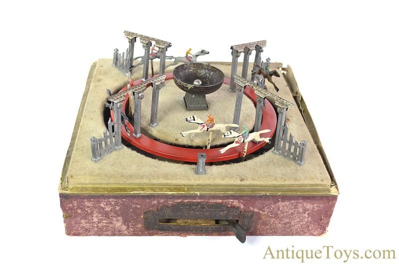 Jouets de Paris JEP ca. Early 1900s Cast Metal & Tin Hand Painted Lever Action #388.4 Table Top Horse Racing Game  <FONT COLOR="ff000 ">*SOLD*</font> - Image 2