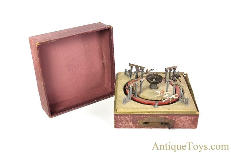 Jouets de Paris JEP ca. Early 1900s Cast Metal & Tin Hand Painted Lever Action #388.4 Table Top Horse Racing Game  <FONT COLOR="ff000 ">*SOLD*</font>