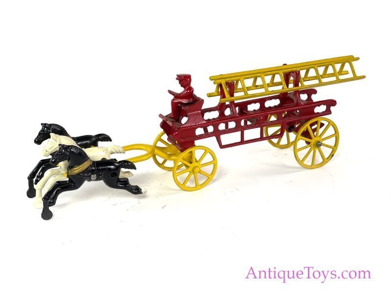 Kenton Cast Iron Horse Drawn Fire Ladder Truck <FONT COLOR="ff000 ">*SOLD*</font> - Image 4