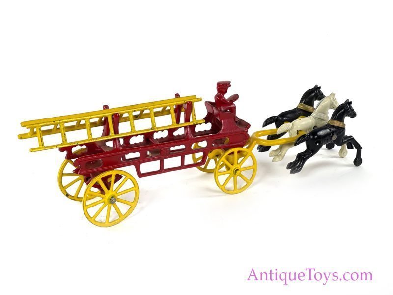 Kenton Cast Iron Horse Drawn Fire Ladder Truck <FONT COLOR="ff000 ">*SOLD*</font>