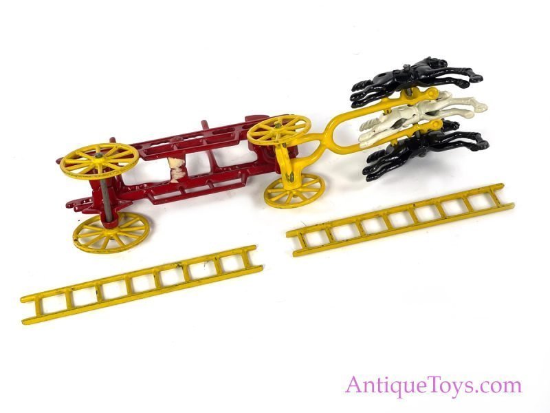 Kenton Cast Iron Horse Drawn Fire Ladder Truck <FONT COLOR="ff000 ">*SOLD*</font> - Image 8