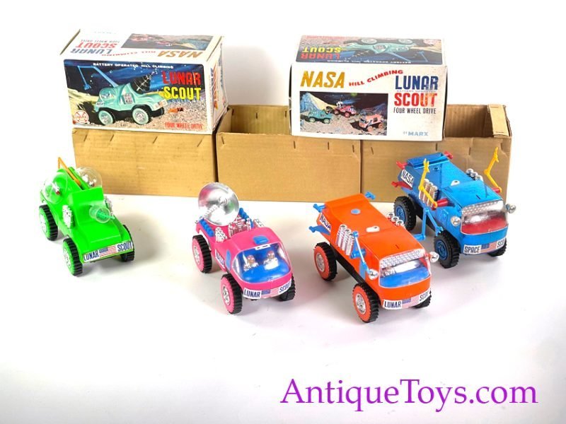 Marx ca. 1970s Battery Operated Plastic Rare "NASA Hill Climber Lunar Scout" Set of 4 & Boxes Space Toys <FONT COLOR="ff000 ">*SOLD*</font> - Image 2