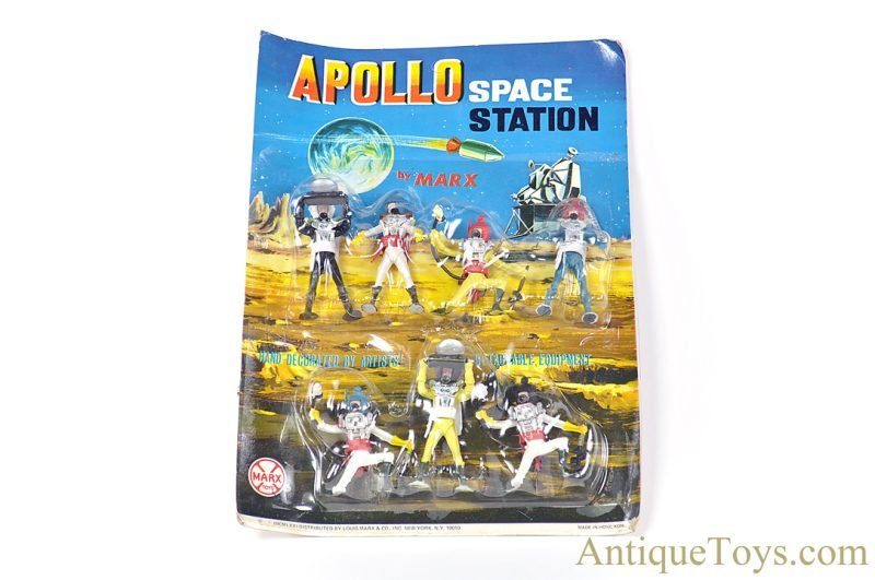 Marx Hand-Painted Plastic "Apollo Space Station" Set of 7 Spacemen Figures on Card <FONT COLOR="ff000 ">*SOLD*</font>
