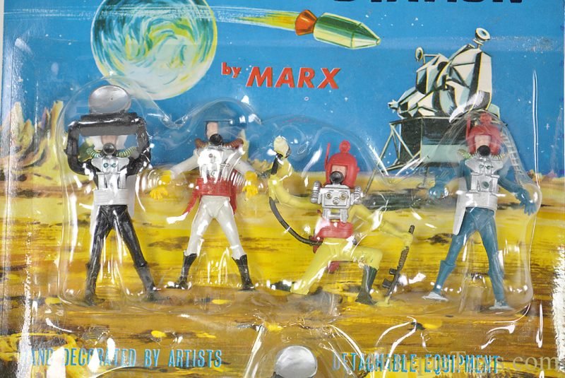 Marx Hand-Painted Plastic "Apollo Space Station" Set of 7 Spacemen Figures on Card <FONT COLOR="ff000 ">*SOLD*</font> - Image 2