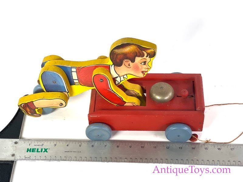 Fisher-Price RARE ca. 1941 Wooden #140 "Coaster Boy" Boy with Cart <FONT COLOR="ff000 ">*SOLD*</font> - Image 10