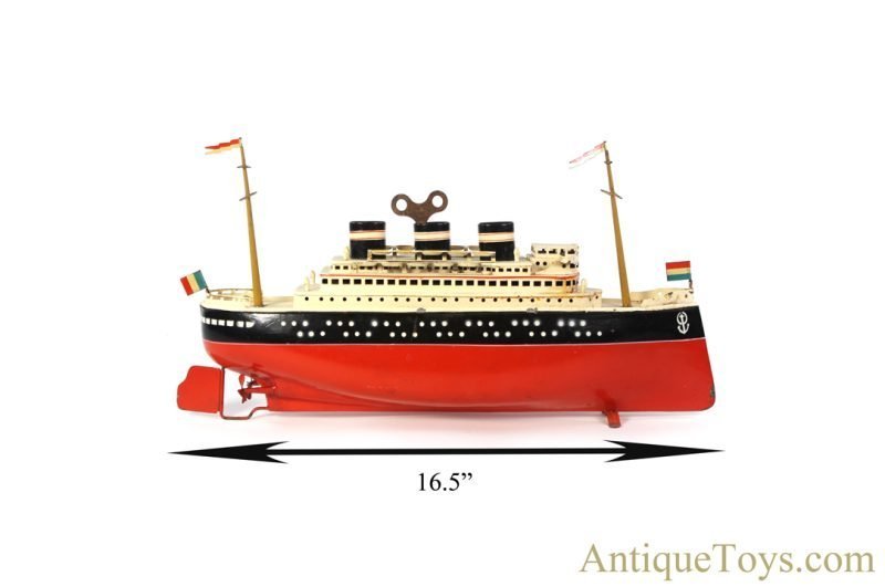 Arnold Tin Lithographed Windup #2025/42 XL Size Deluxe Ocean Liner with Box <FONT COLOR="ff000 ">*SOLD*</font> - Image 15