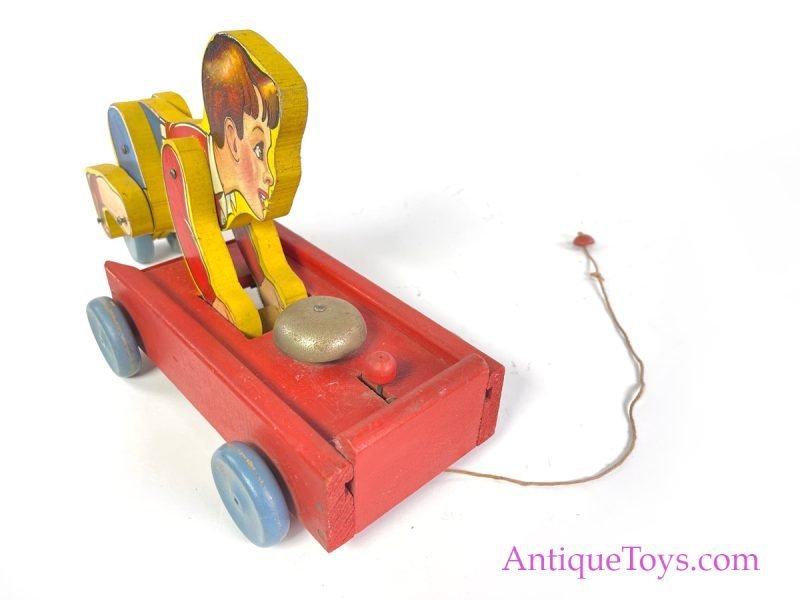 Fisher-Price RARE ca. 1941 Wooden #140 "Coaster Boy" Boy with Cart <FONT COLOR="ff000 ">*SOLD*</font> - Image 9