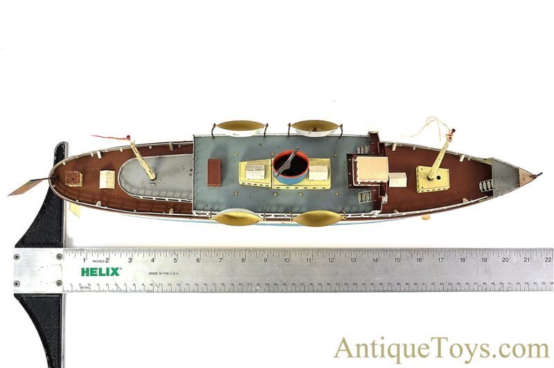 Gebruder Fleischmann GFN ca. 1945-1948 Tin Hand Painted Windup No. 526 Motorschiff (Baderdampfer) Ocean Liner Steamer Ship with Box <FONT COLOR="ff000 ">*SOLD*</font> - Image 10